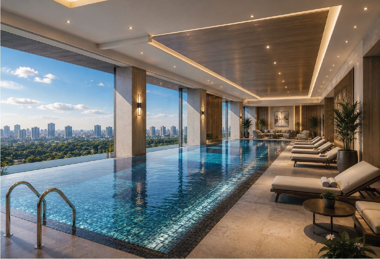 Infinity swimming pool overlooking the city