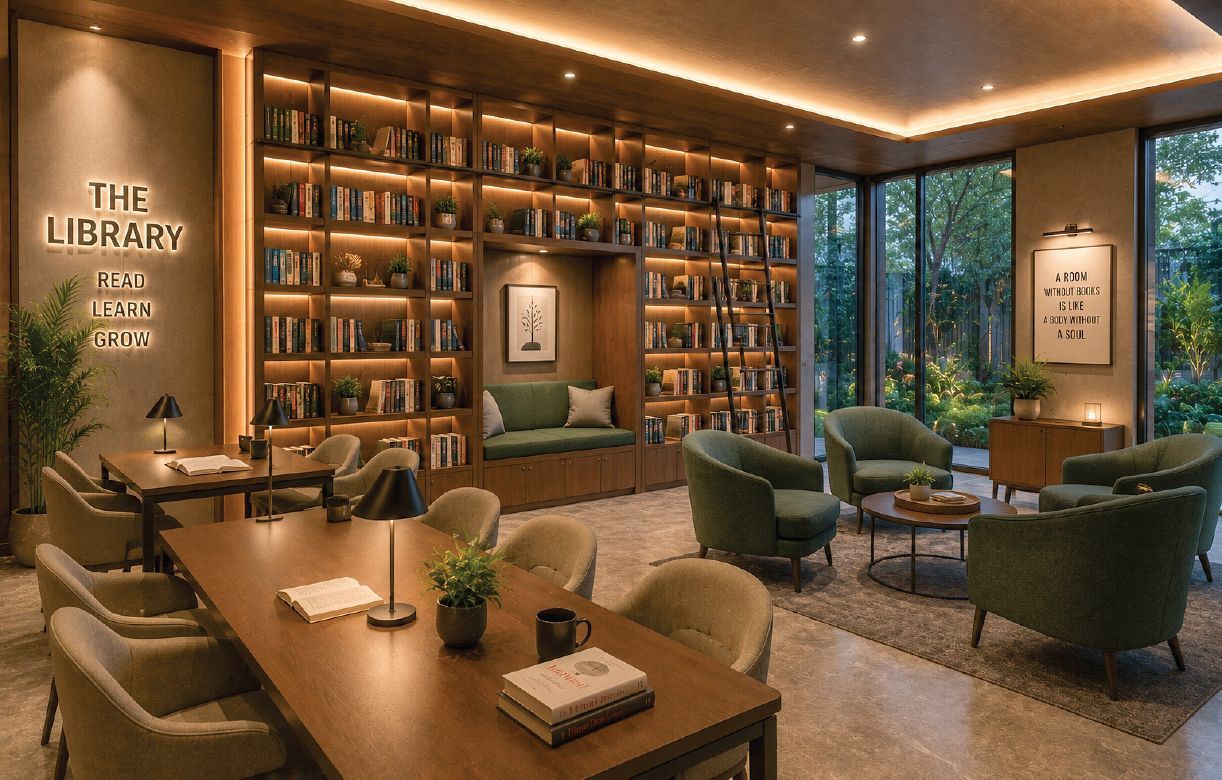 Library with reading tables