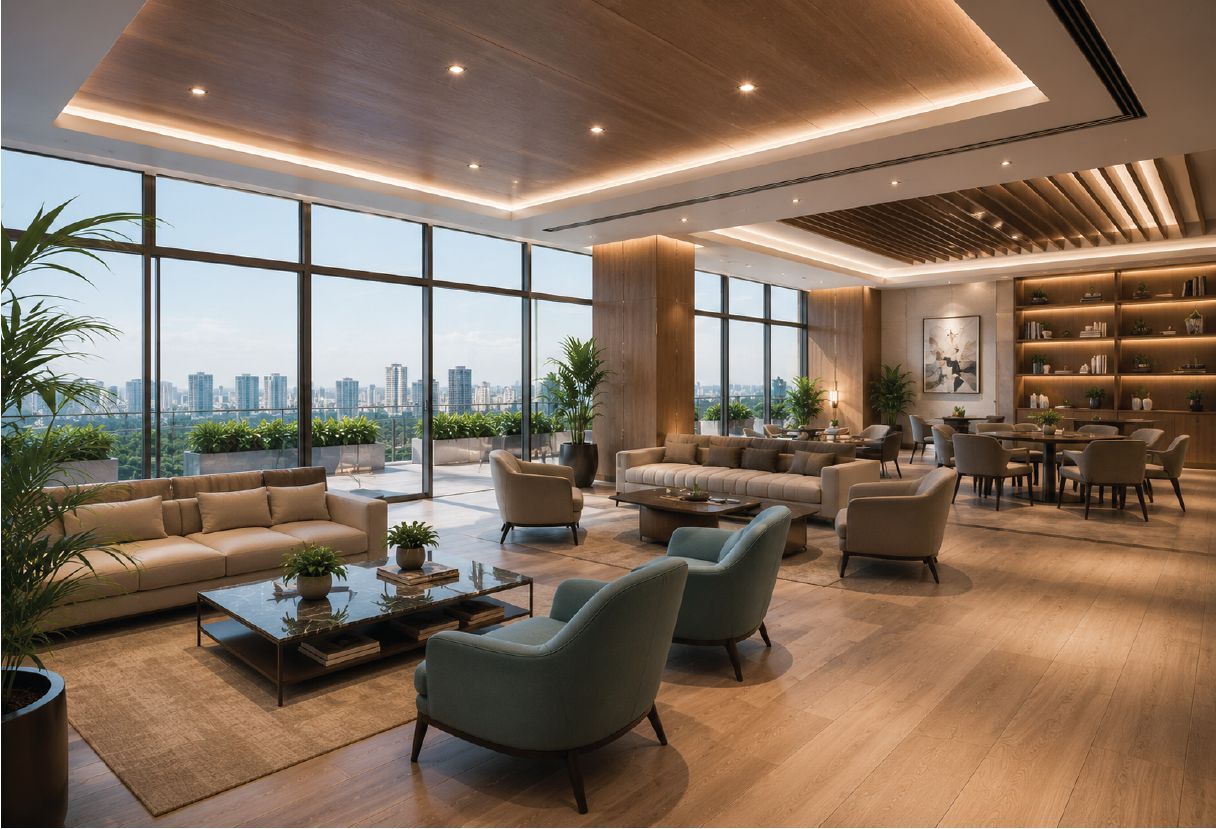 Sky lounge and clubhouse with city views