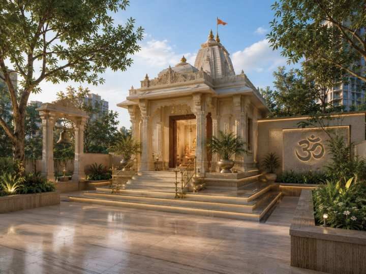 Temple in the landscaped grounds